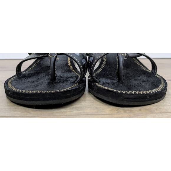 Airwalk Petey Sandal 8.5 Black Wedge Thong Silver Studded Comfort Padded Classic - Picture 7 of 12